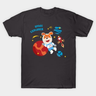 Space dog or astronaut in a space suit with cartoon style. T-Shirt